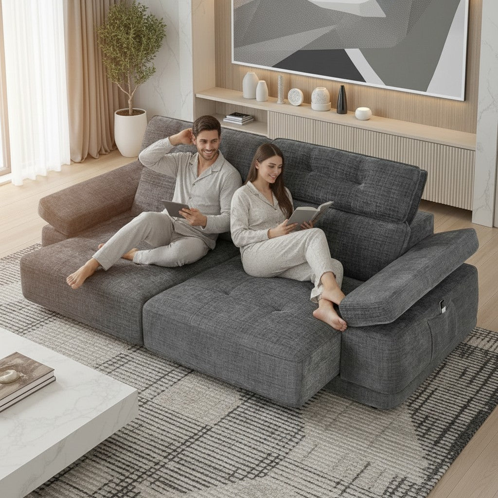 Kendal Floating Sofabed Light Grey Fabric Sofa