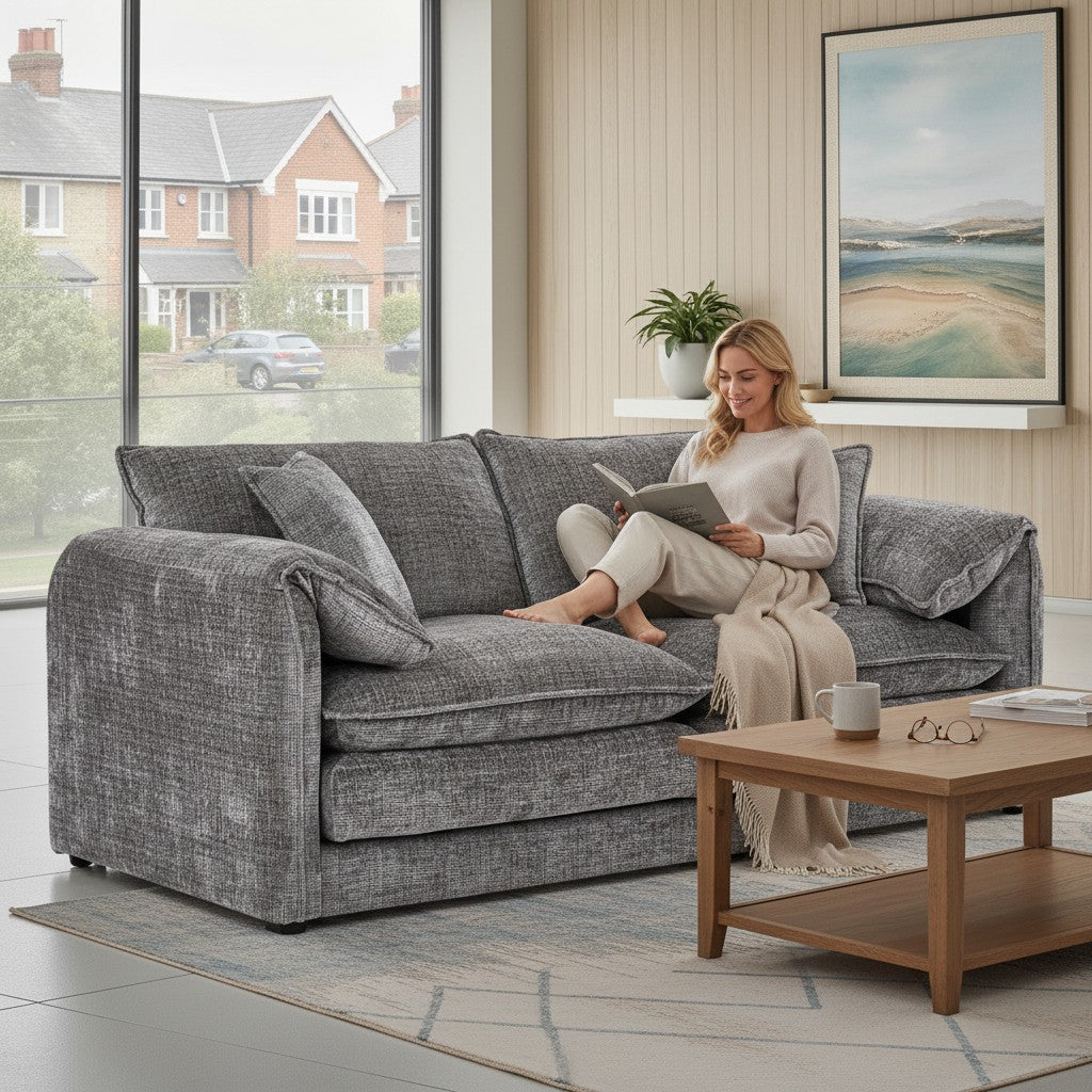 Laguna Grey Fabric 3 Seater Sofa