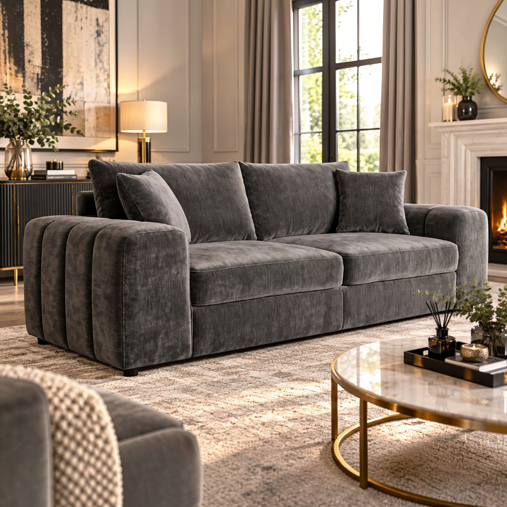 Laguna Grey Fabric 3 Seater Sofa