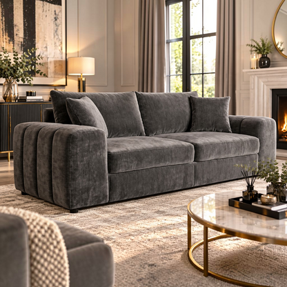 Laguna Grey Fabric 3 Seater Sofa