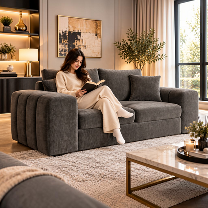 Laguna Grey Fabric 3 Seater Sofa