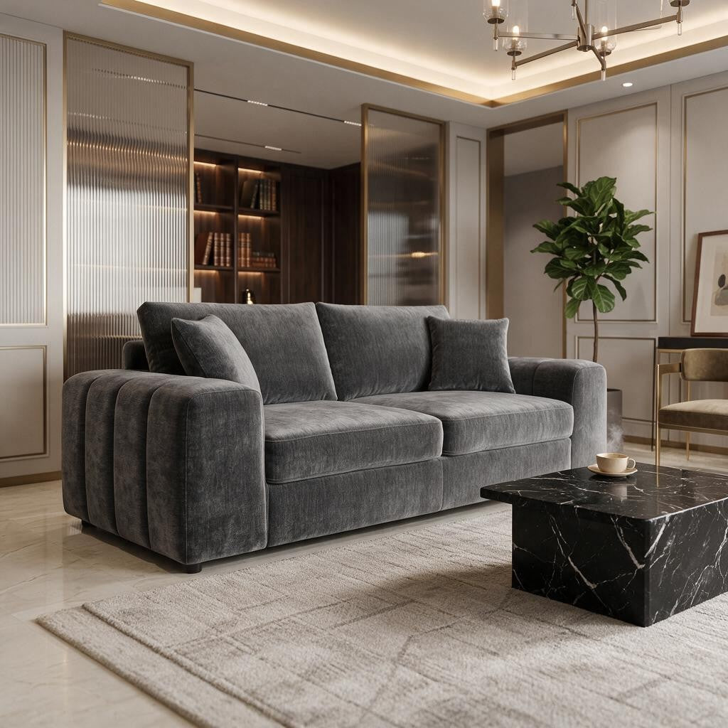 Laguna Grey Fabric 3 Seater Sofa