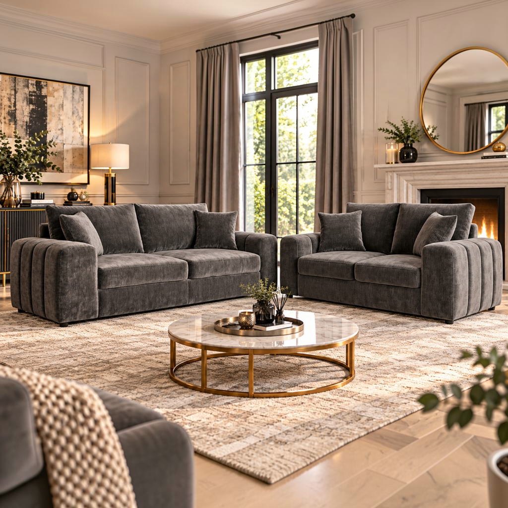 Laguna Grey Fabric 3+2 Sofa Suite