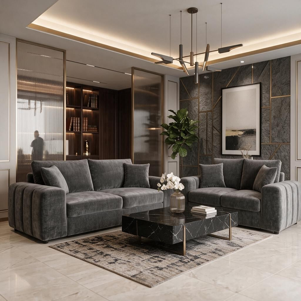 Laguna Grey Fabric 3+2 Sofa Suite