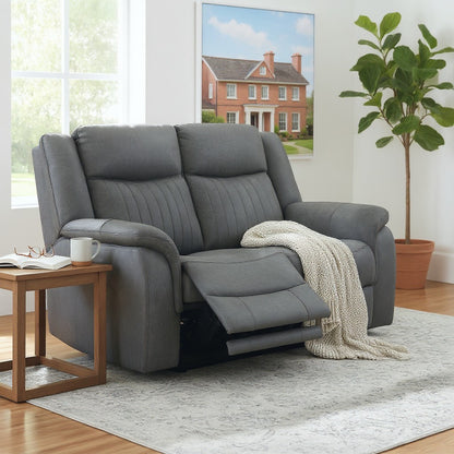 Leon Electric Recliner Grey Fabric 2 Seater Sofa