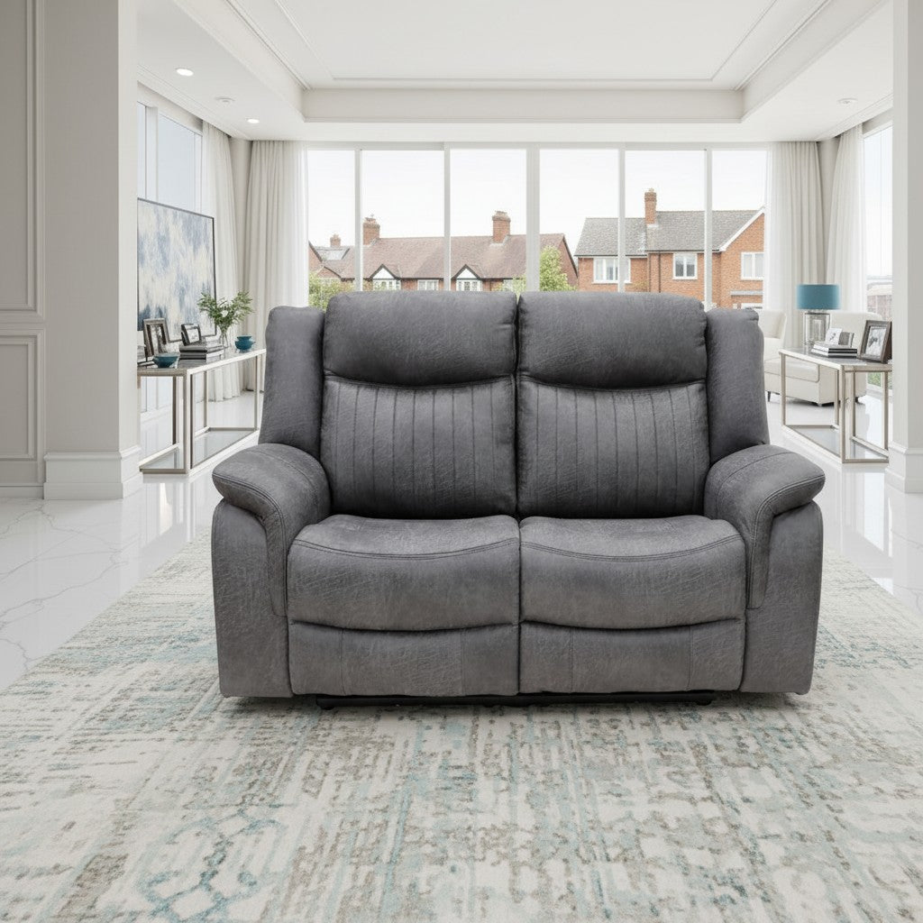 Leon Electric Recliner Grey Fabric 2 Seater Sofa