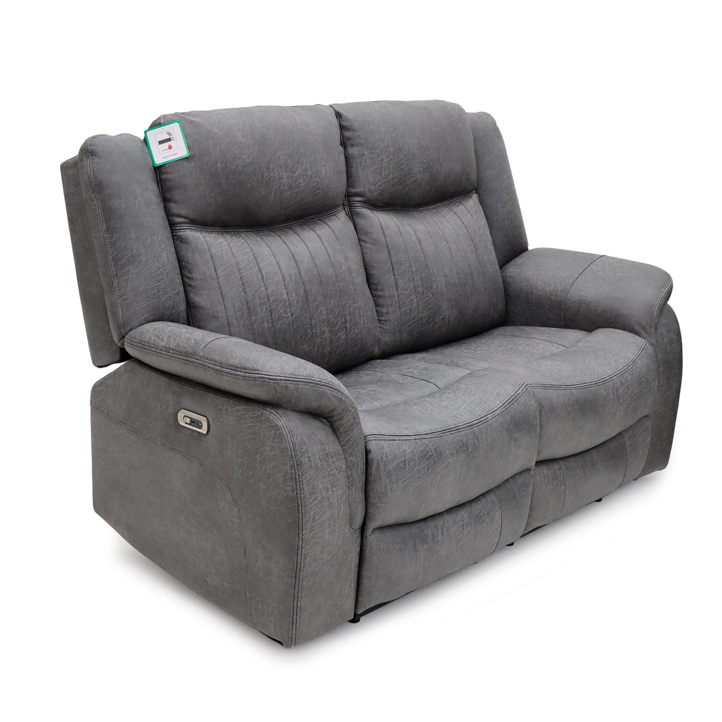 Leon Electric Recliner Grey Fabric 2 Seater Sofa