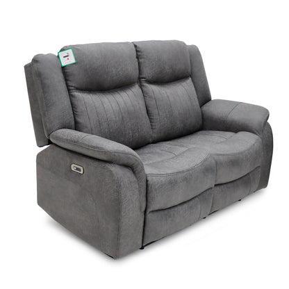 Leon Electric Recliner Grey Fabric 2 Seater Sofa