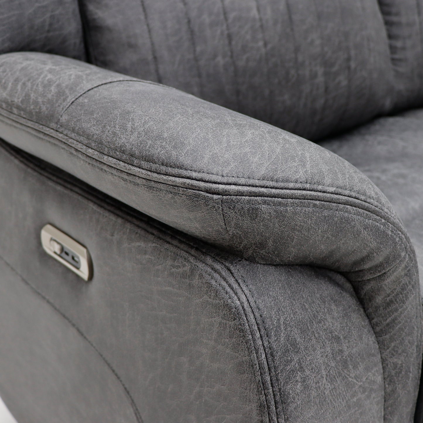 Leon Electric Recliner Grey Fabric 2 Seater Sofa