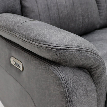 Leon Electric Recliner Grey Fabric 2 Seater Sofa