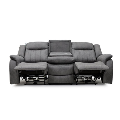 Leon Electric Recliner Grey Fabric 3 Seater Sofa