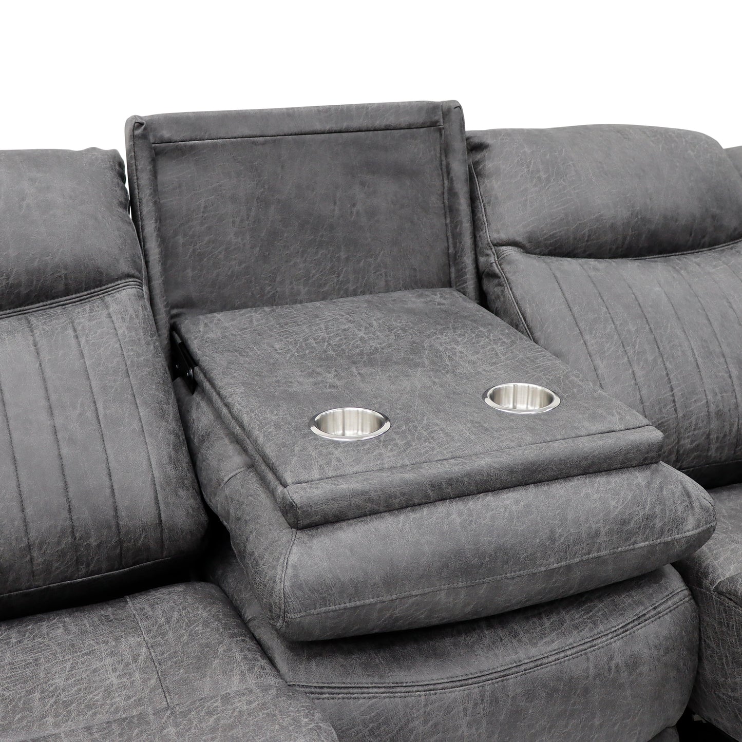 Leon Electric Recliner Grey Fabric 3 Seater Sofa