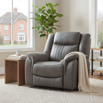 Leon Electric Recliner Grey Fabric Armchair