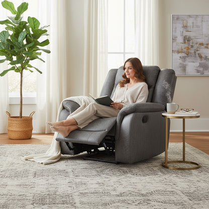 Leon Electric Recliner Grey Fabric Armchair