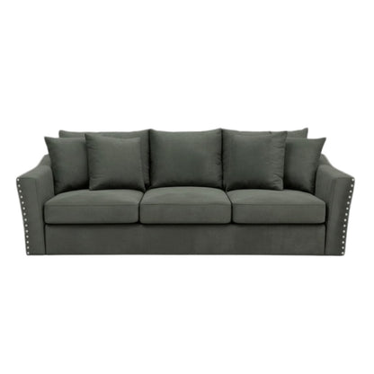 Lincoln 3+2 Seater Sofa With Scatter Back Cushion In Pebble Grey Velvet Fabric