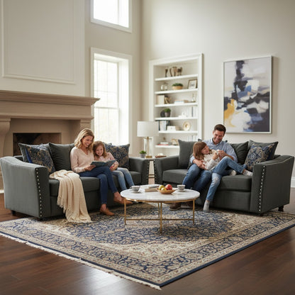 Lincoln 3+2 Seater Sofa With Scatter Back Cushion In Pebble Grey Velvet Fabric