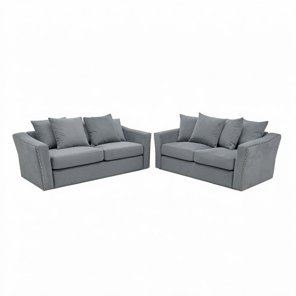 Lincoln 3+2 Seater Sofa With Scatter Back Cushion In Ebony Black Velvet Fabric