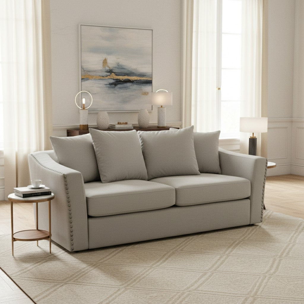 Lincoln 3+2 Seater Sofa With Scatter Back Cushion In Pebble Grey Velvet Fabric