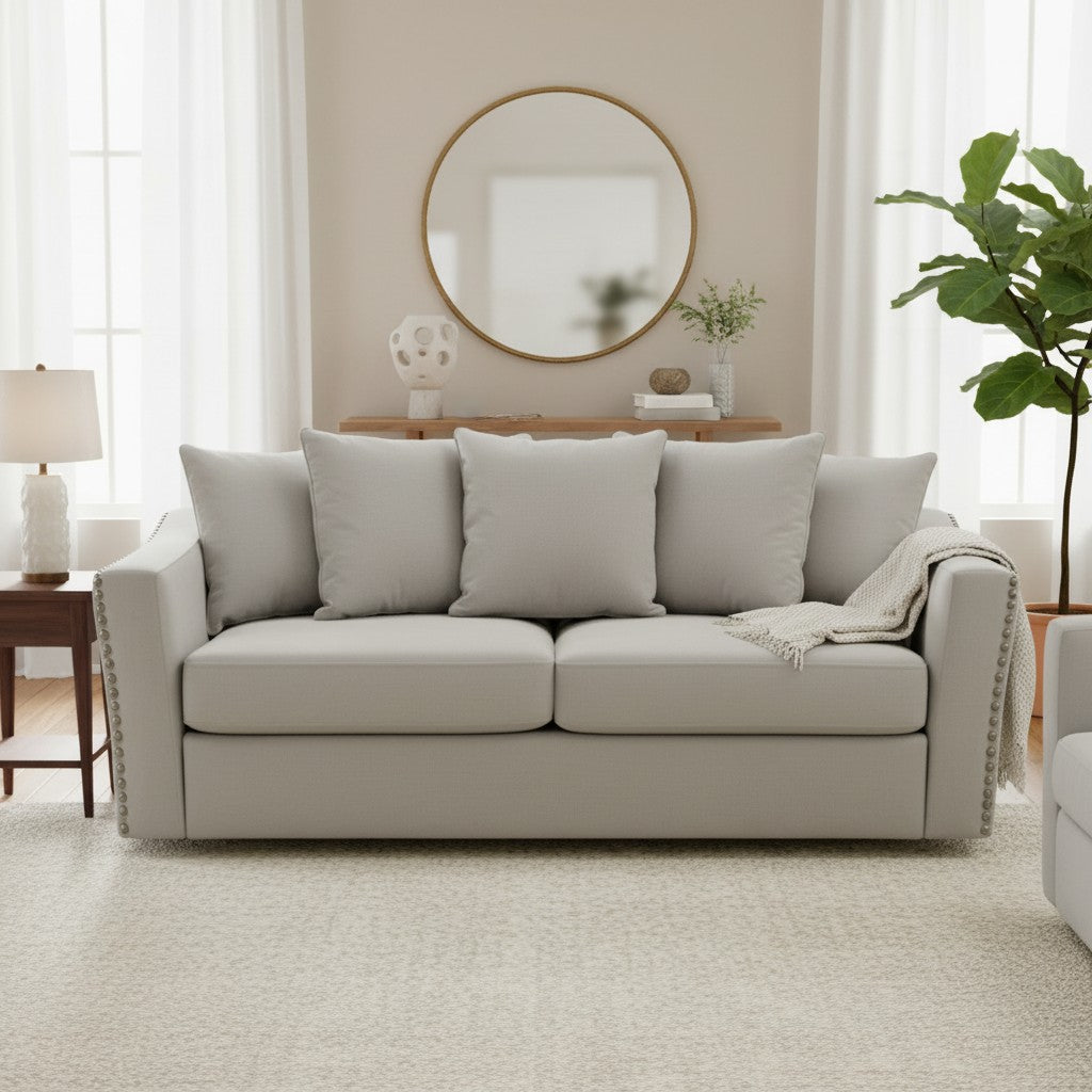 Lincoln 3+2 Seater Sofa With Scatter Back Cushion In Pebble Grey Velvet Fabric
