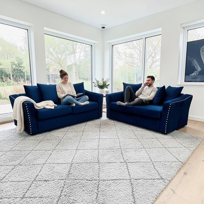 Lincoln 3+2 Seater Sofa With Scatter Back Cushion In Pebble Grey Velvet Fabric