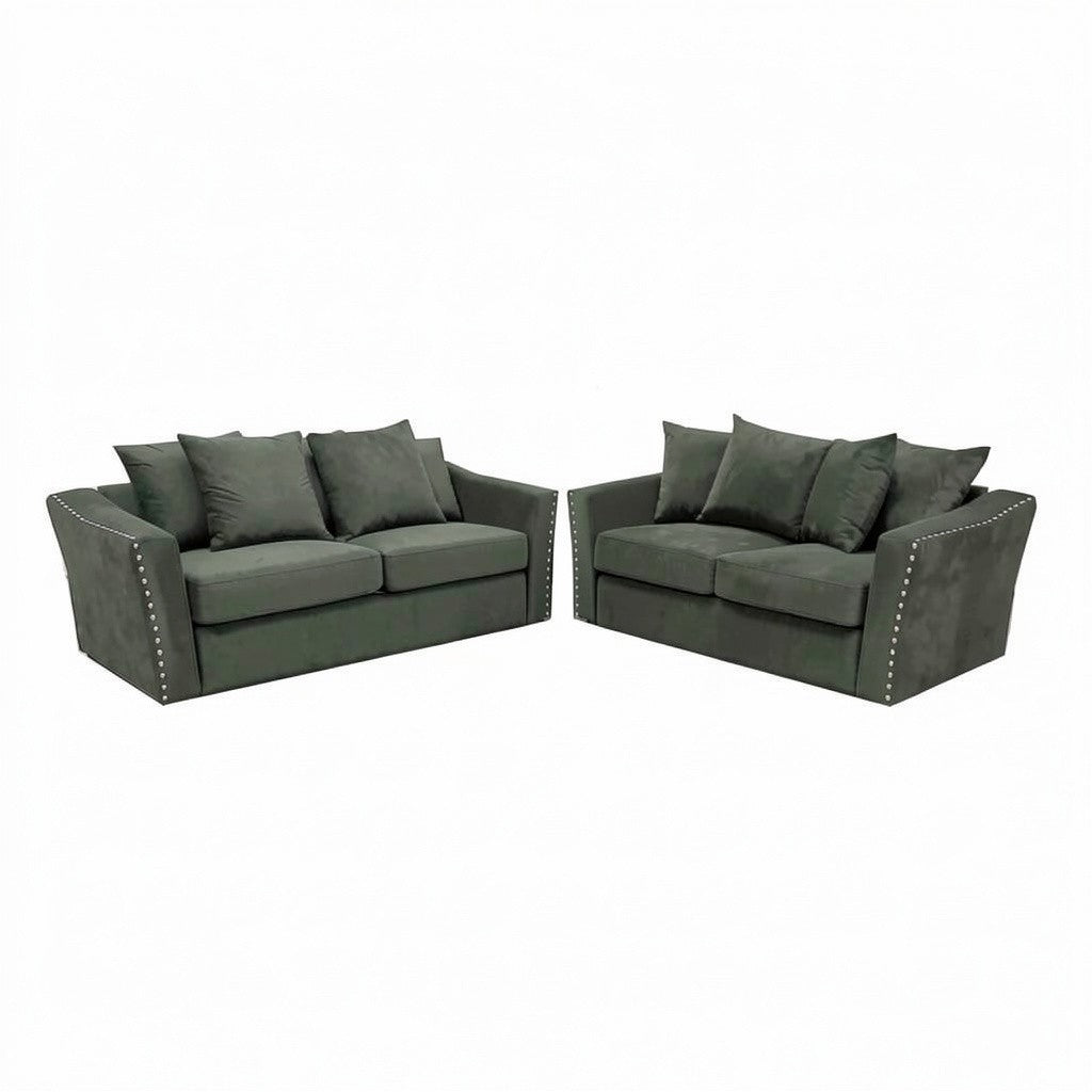 Lincoln 3+2 Seater Sofa With Scatter Back Cushion In Ebony Black Velvet Fabric