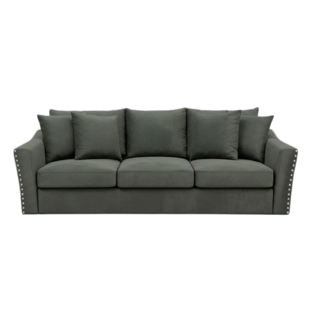 Lincoln 3+2 Seater Sofa With Scatter Back Cushion In Ebony Black Velvet Fabric