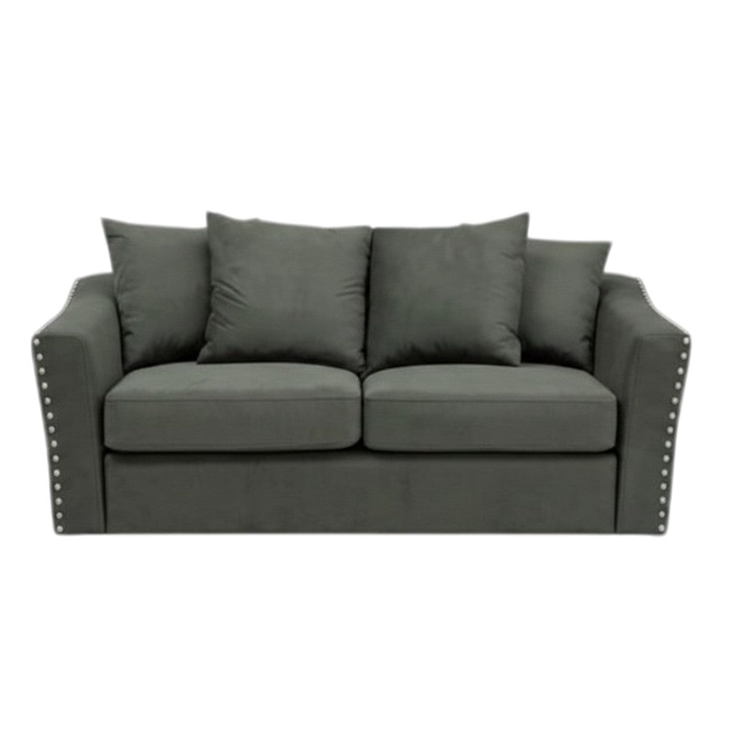 Lincoln 3+2 Seater Sofa With Scatter Back Cushion In Ebony Black Velvet Fabric