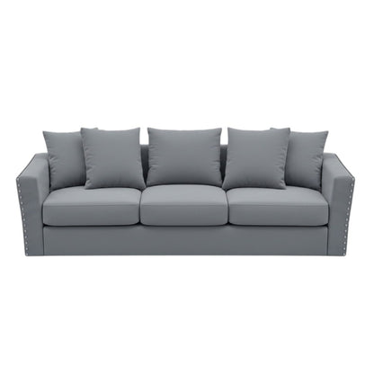 Lincoln 3+2 Seater Sofa With Scatter Back Cushion In Marine Blue Velvet Fabric