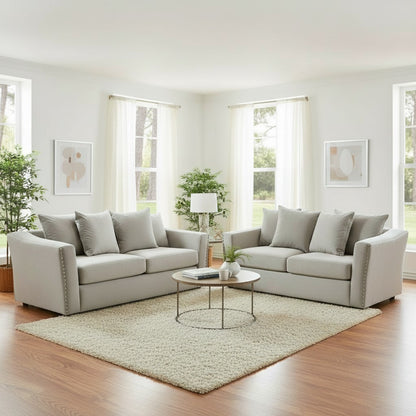 Lincoln 3+2 Seater Sofa With Scatter Back Cushion In Ebony Black Velvet Fabric