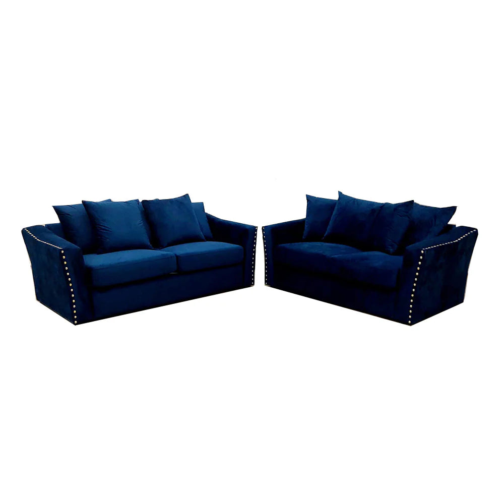 Lincoln 3+2 Seater Sofa With Scatter Back Cushion In Steel Grey Velvet Fabric