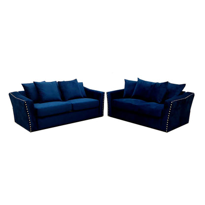 Lincoln 3+2 Seater Sofa With Scatter Back Cushion In Steel Grey Velvet Fabric