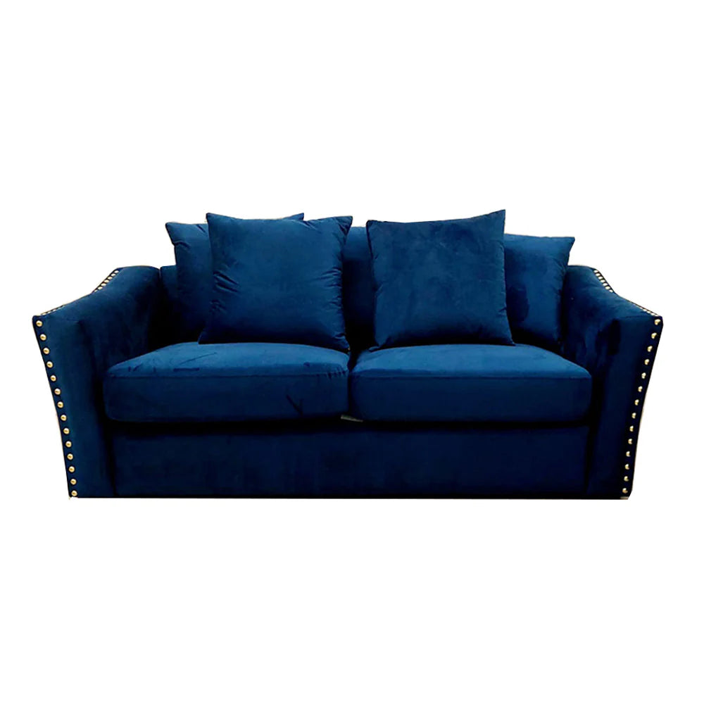 Lincoln 3+2 Seater Sofa With Scatter Back Cushion In Marine Blue Velvet Fabric