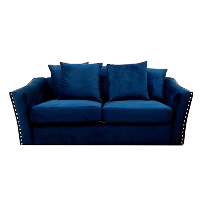 Lincoln 3+2 Seater Sofa With Scatter Back Cushion In Marine Blue Velvet Fabric