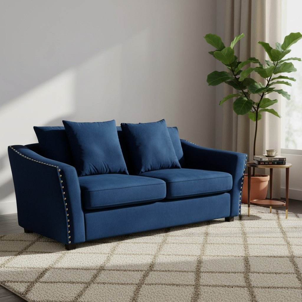 Lincoln 3+2 Seater Sofa With Scatter Back Cushion In Ebony Black Velvet Fabric