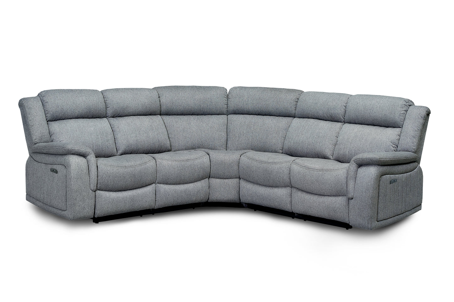 Linden Electric Recliner Cinema Console Grey Fabric Large Corner Sofa