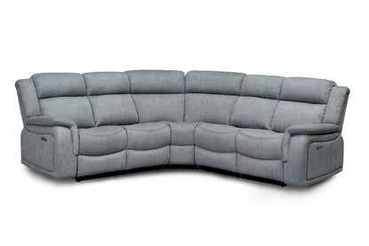 Linden Electric Recliner Cinema Console Grey Fabric Large Corner Sofa