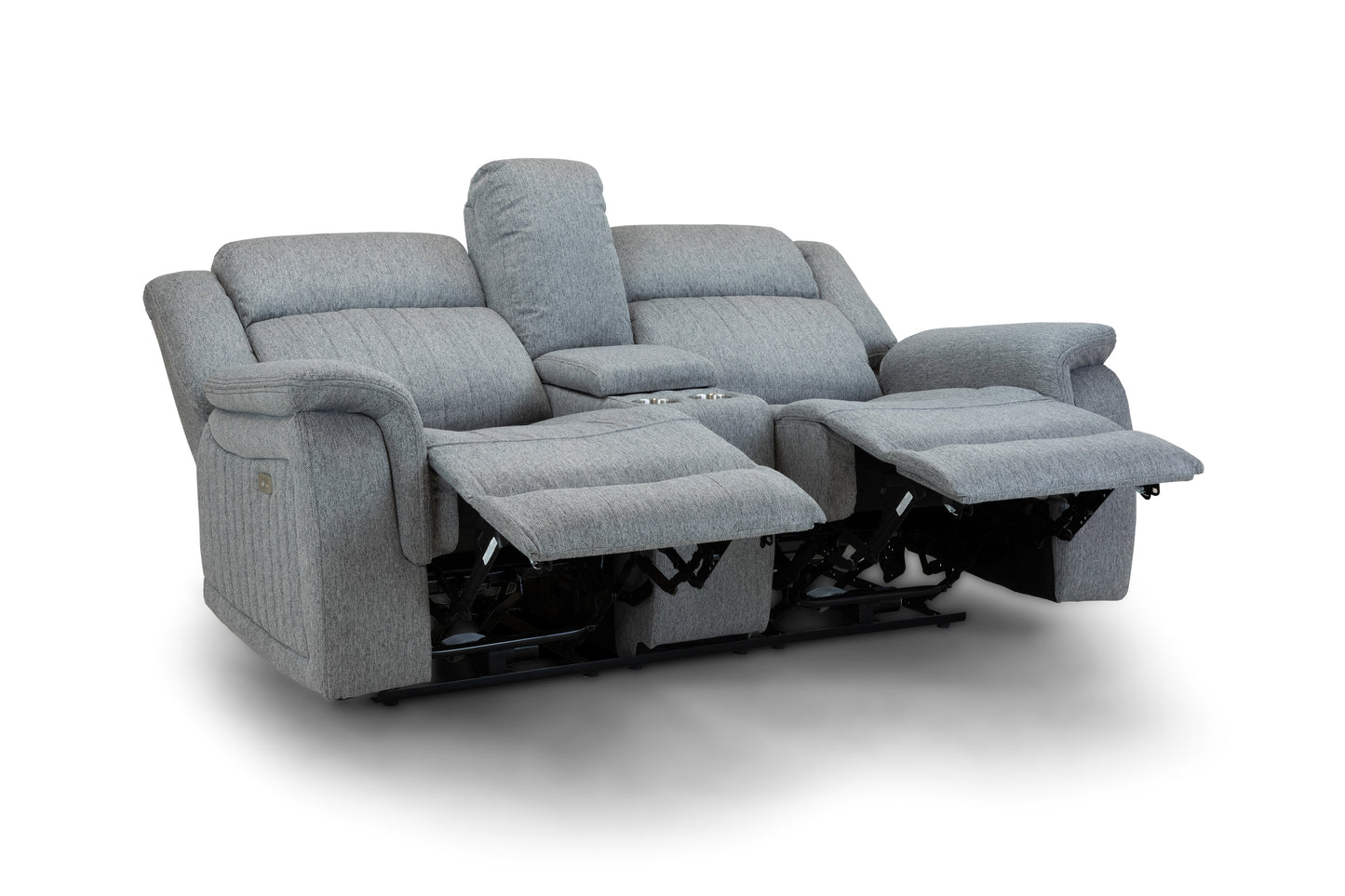 Linden Electric Recliner Grey Fabric Cinema Console 2 Seater Sofa
