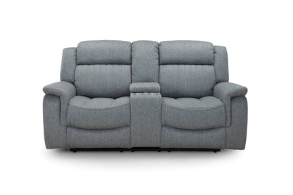 Linden Electric Recliner Grey Fabric Cinema Console 2 Seater Sofa