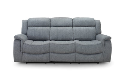 Linden Electric Recliner Grey Fabric Cinema Console 3 Seater Sofa
