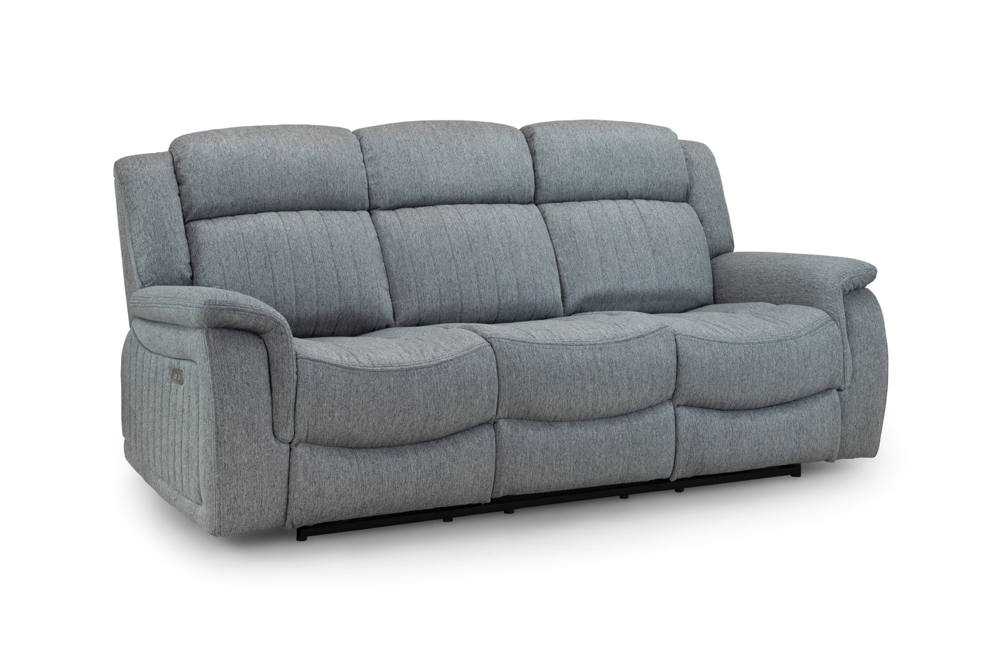 Linden Electric Recliner Grey Fabric Cinema Console 3 Seater Sofa