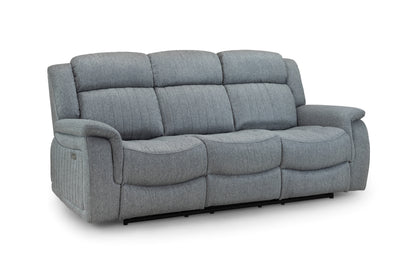 Linden Electric Recliner Grey Fabric Cinema Console 3 Seater Sofa
