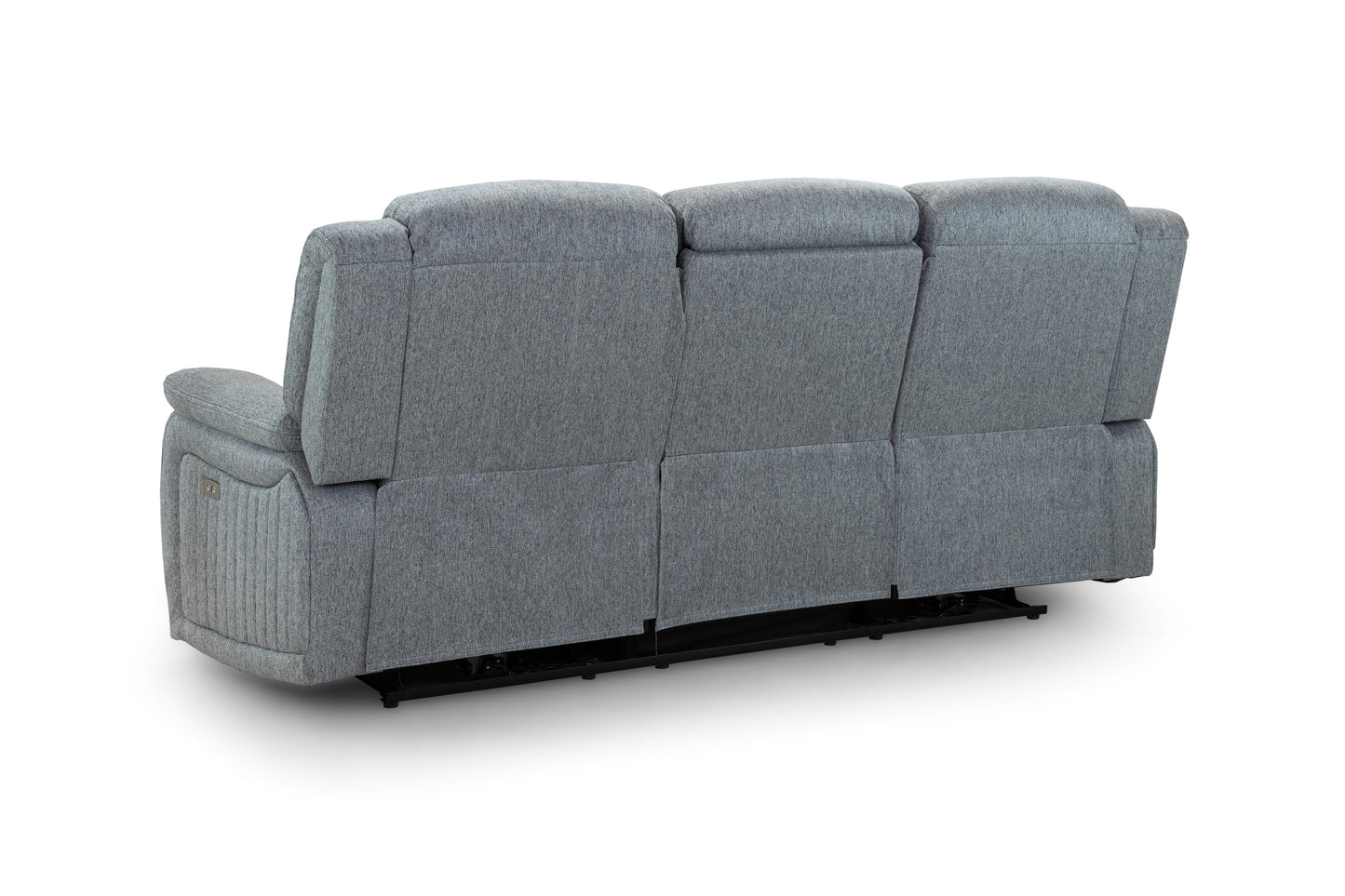 Linden Electric Recliner Grey Fabric Cinema Console 3 Seater Sofa