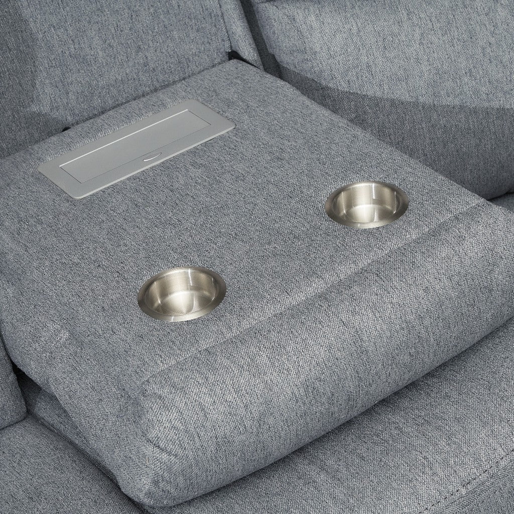 Linden Electric Recliner Grey Fabric Cinema Console 3+2 Sofa Suite
