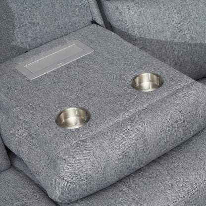 Linden Electric Recliner Grey Fabric Cinema Console 3+2 Sofa Suite