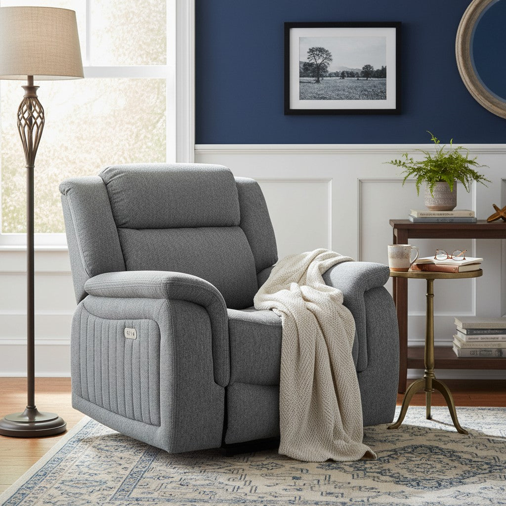 Linden Electric Recliner Sofa Grey Armchair