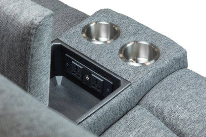 Linden Electric Recliner Grey Fabric Cinema Console 2 Seater Sofa