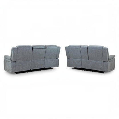 Linden Electric Recliner Grey Fabric Cinema Console 3+2 Sofa Suite