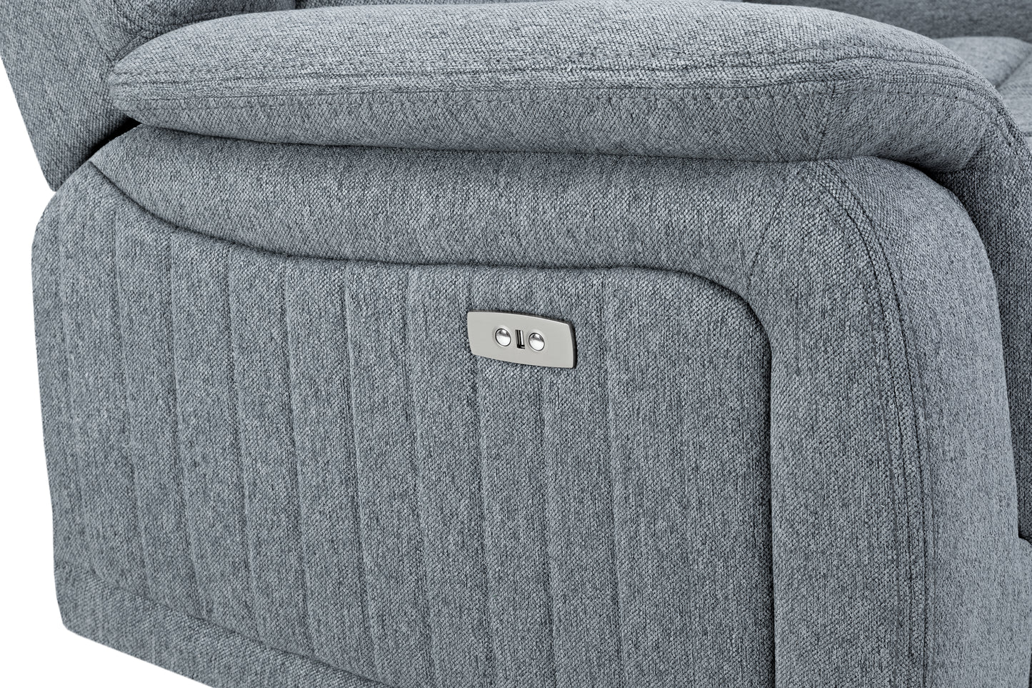Linden Electric Recliner Grey Fabric Cinema Console 3 Seater Sofa