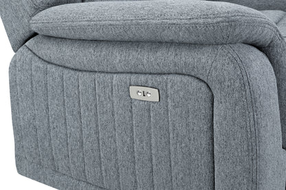 Linden Electric Recliner Grey Fabric Cinema Console 3 Seater Sofa
