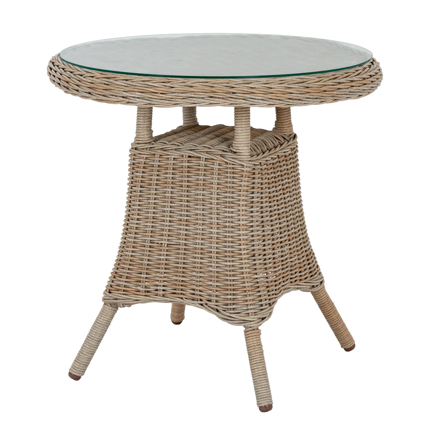Luxury Amalfi Beige Metal Outdoor Bistro Table With Wood Top